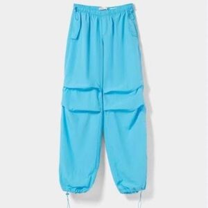 Bershka Sky Blue Parachute Pants